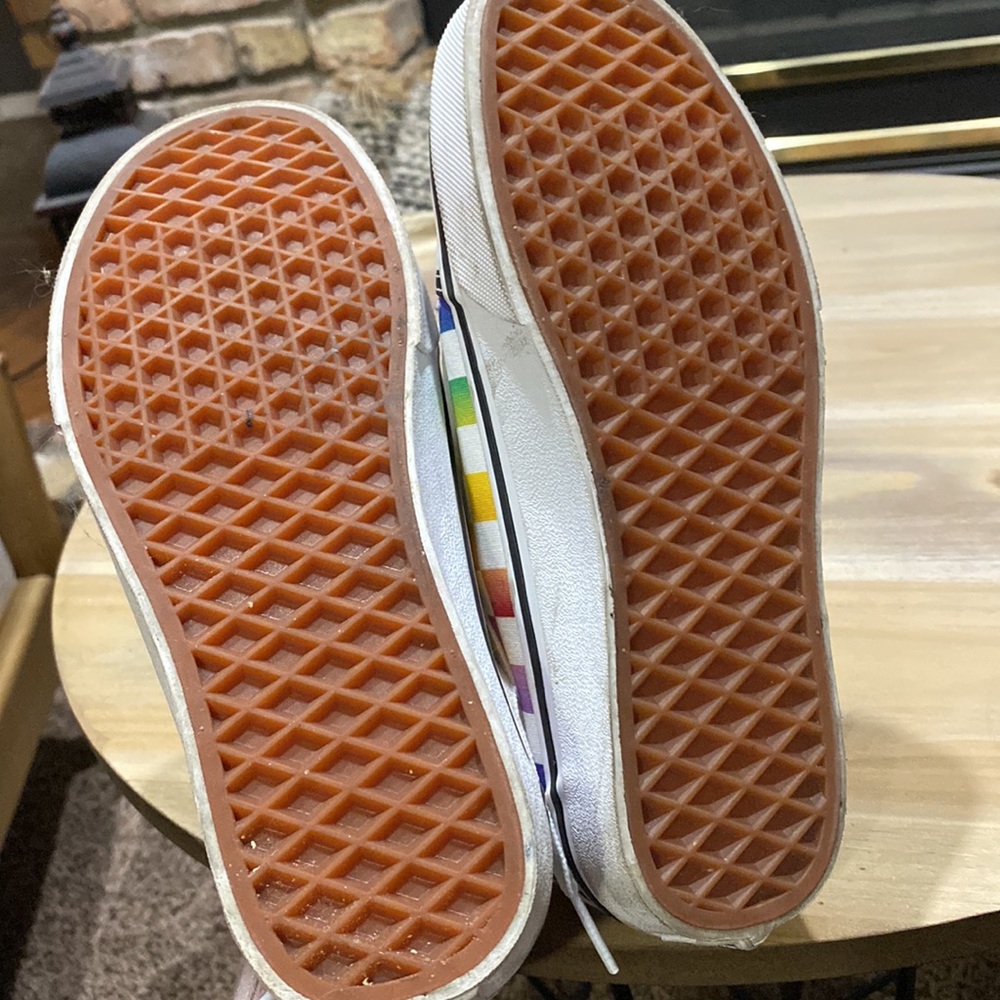 Vans Ward Rainbow Checkerboard White Black Multicolor Canvas Women's Size 6 - Picture 6 of 7